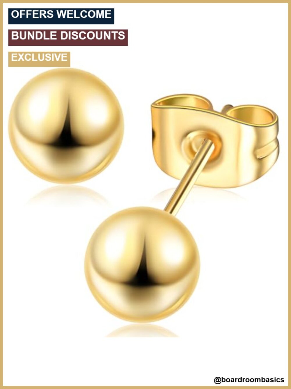 14K Gold Filled Ball Stud Earrings Screw Back 5mm